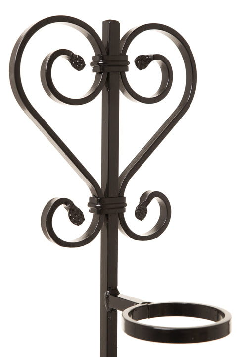 Decorative Wrought Iron Grave Flower Holder – Heart & Scroll Design