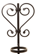 Decorative Wrought Iron Grave Flower Holder – Heart & Scroll Design