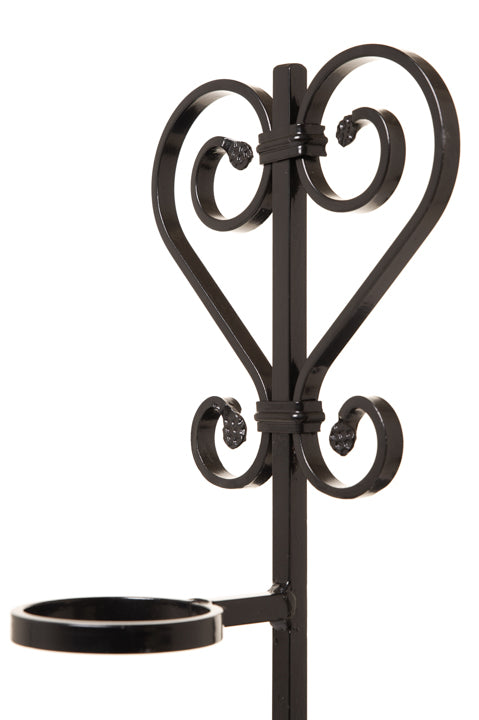 Decorative Wrought Iron Grave Flower Holder – Heart & Scroll Design