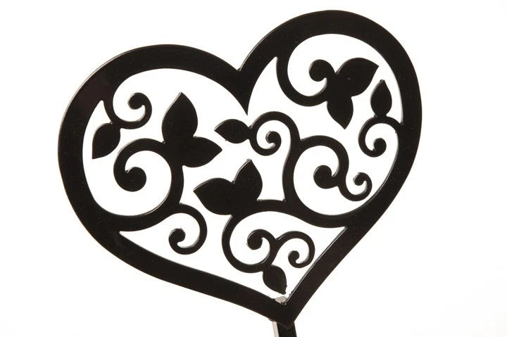 Decorative Wrought Iron Grave Flower Holder – Floral Heart Design