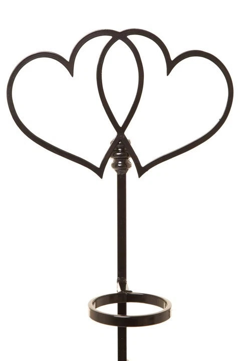 Decorative Wrought Iron Grave Flower Holder – Double Heart Design