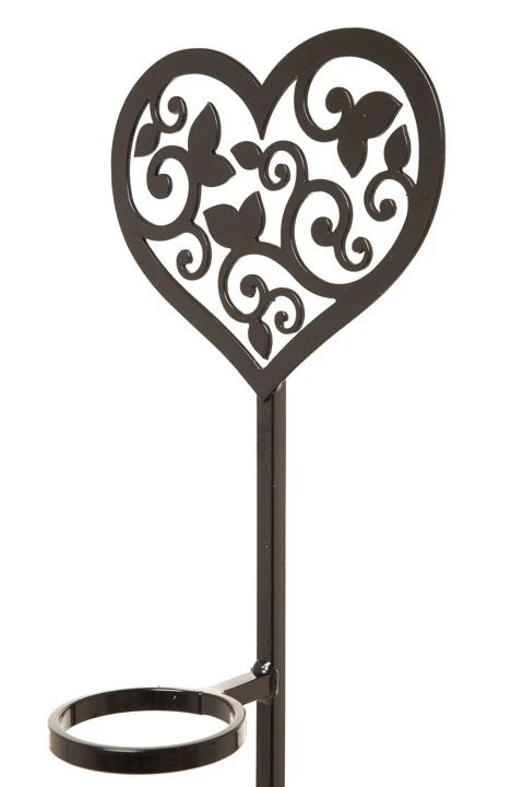 Decorative Wrought Iron Grave Flower Holder – Floral Heart Design