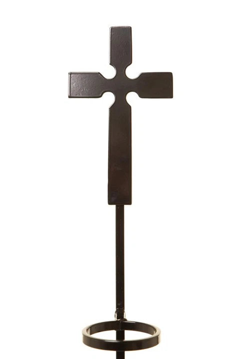Decorative Wrought Iron Grave Flower Holder – Cross Design