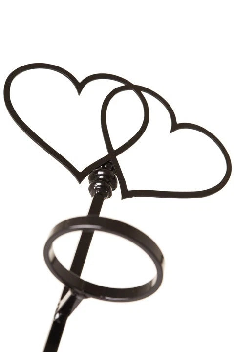 Decorative Wrought Iron Grave Flower Holder – Double Heart Design