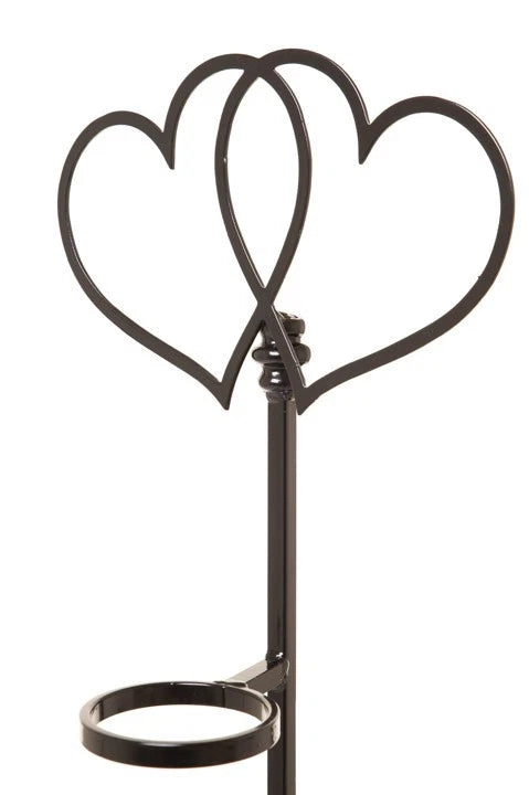 Decorative Wrought Iron Grave Flower Holder – Double Heart Design