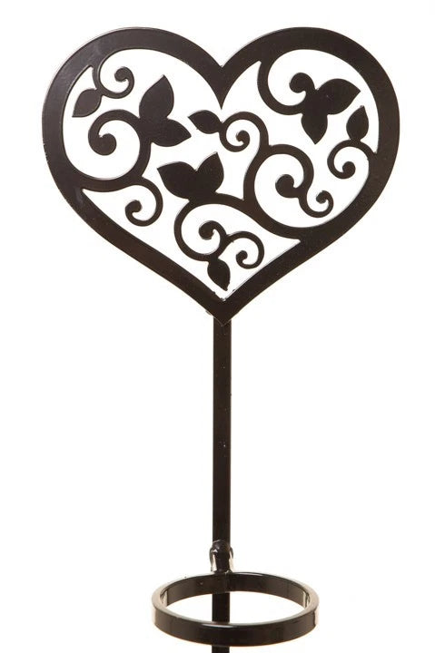 Decorative Wrought Iron Grave Flower Holder – Floral Heart Design